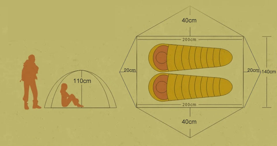 Desert&Fox 3 Season Lightweight Tent Outdoor Camping Hiking Tents with Carry Bag 2-3 Person Double Layer Backpack Compact Tent