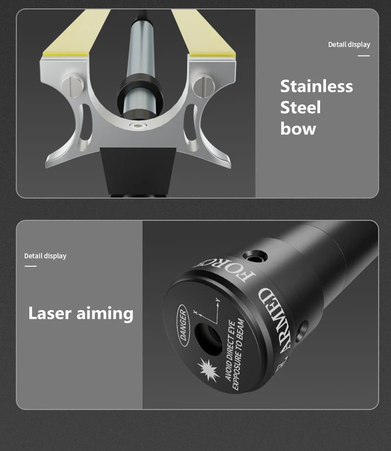 High Precision Telescopic Slingshot High Power Rubber Band Slingshots with Red Laser Stainless Steel Outdoor Hunting Catapult