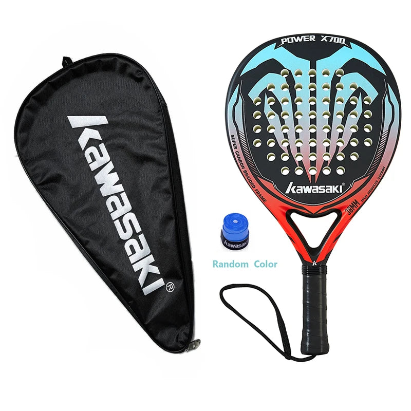 Kawasaki Brand Padel Tennis Carbon Fiber Soft EVA Face Tennis Paddle Racquet Racket with Padle Bag Cover Power 600