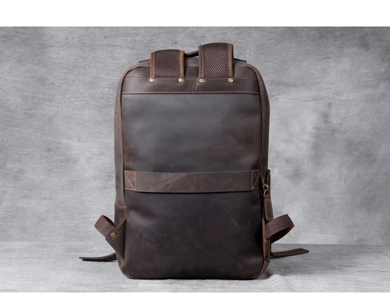 Vintage Crazy Horse Genuine Leather Backpack Men Backpack Laptop Leather Daily Bagpack Male Rucksack Trave Hiking Knapsack Large