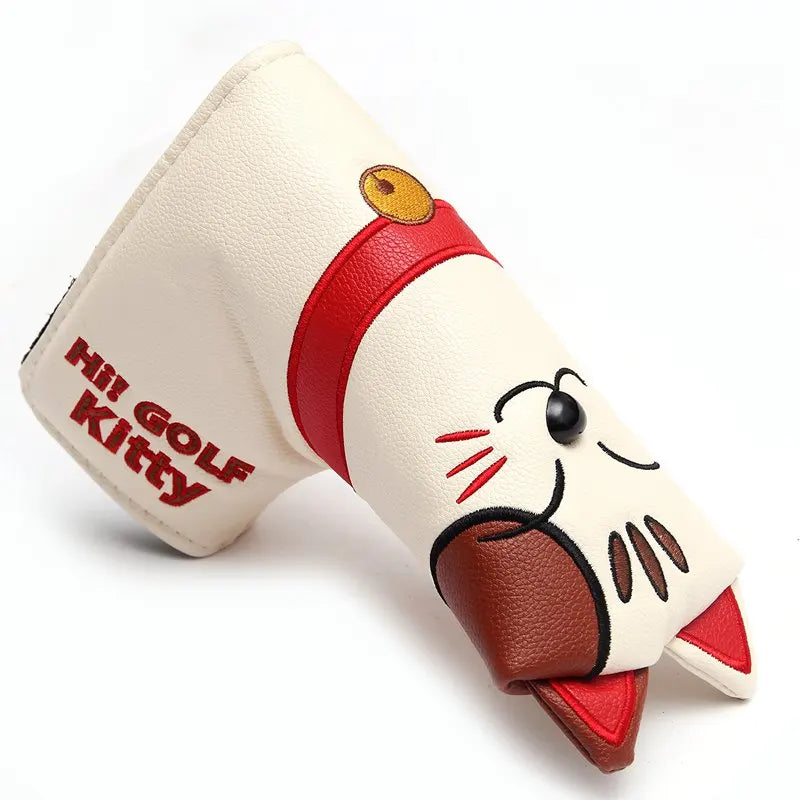PU Leather Crane Japan Embroidery Magnetic Closure Golf Blade Putter Cover Golf Mid Mallet Putter Headcover