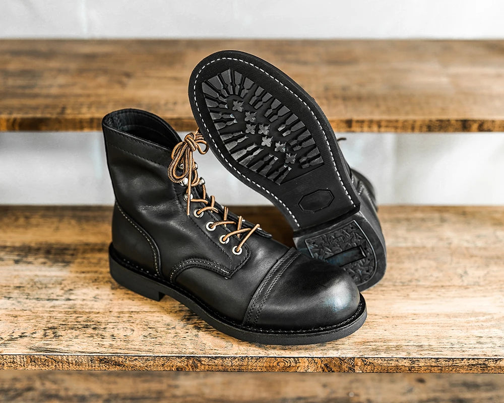 Durable Goodyear-Welted Stitchdown Rugged Style Work Boots Heritage Genuine Leather Moctoeboots Red For Men 1907 Shoes