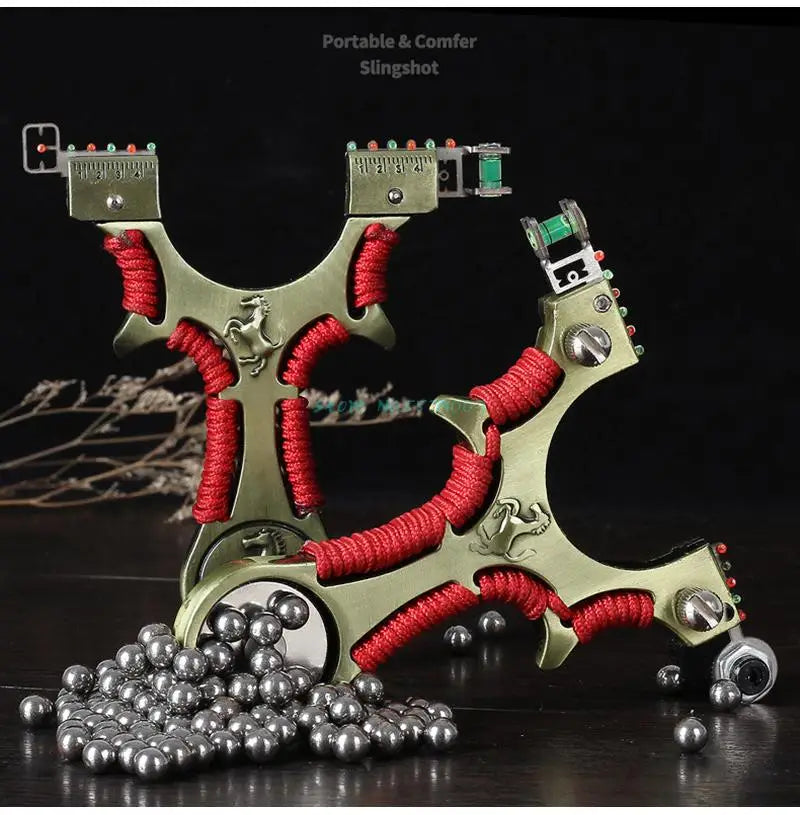 Alloy Slingshot Laser Red Line Flat Leather Hunting Slingshot Professional Shooting Aiming Catapult with Rubber Band Outdoor