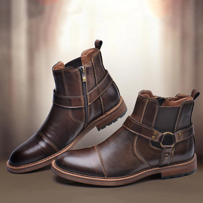 ZFTL NEW Men's Casual boots Genuine Leather Men's autumn and winter handmade High-top boots lager size men's Chelsea boots 0153