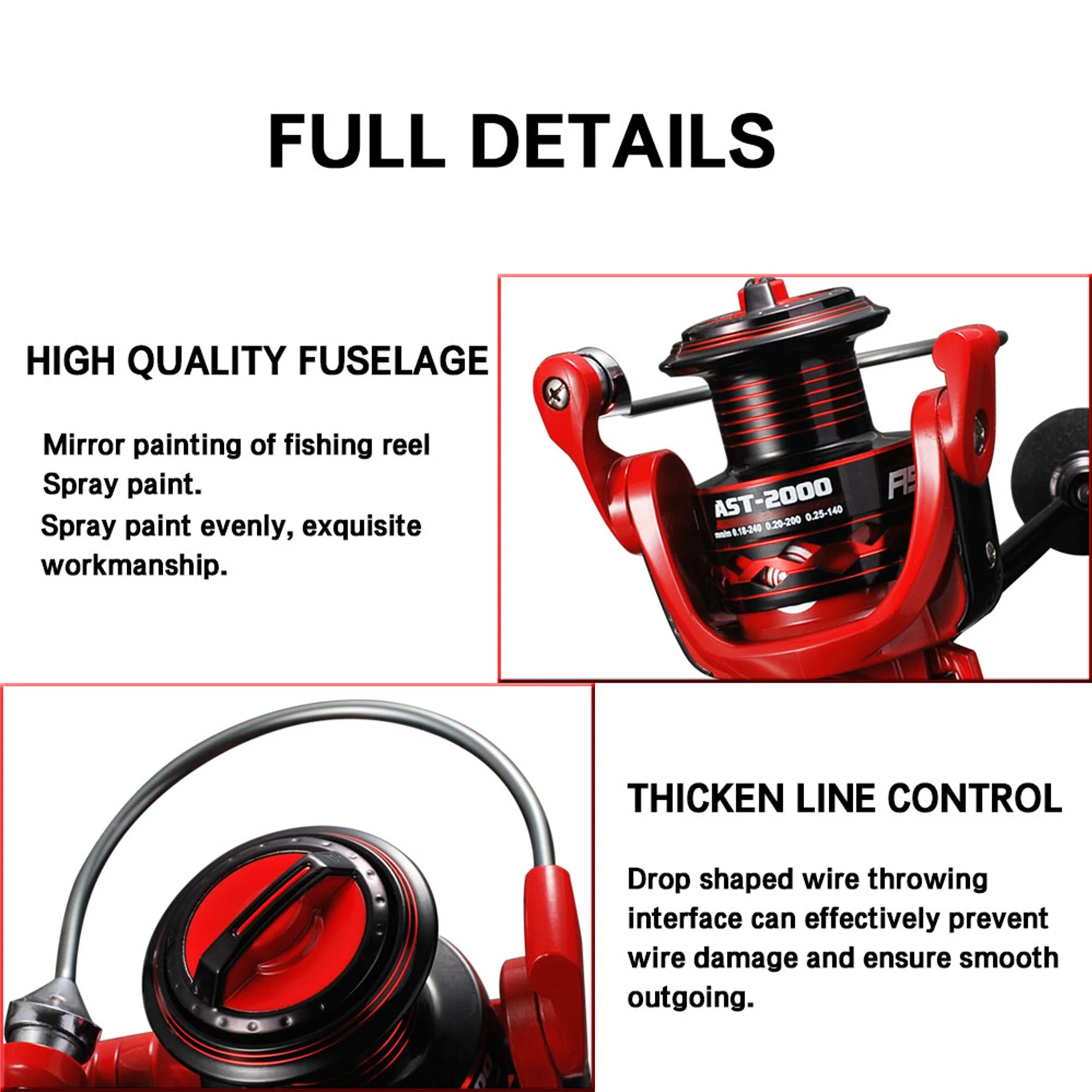 BIUTIFU Innovative Water Resistance Spinning Fishing Reel All Metal 18KG Max Drag Power 500~6000# for Bass Feeder Pike
