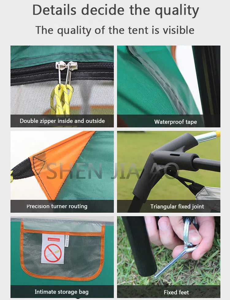 Outdoor Double Deck Two Bedrooms And Four Seasons Camping Waterproof Tent 8-12 People Picnic Large Space Camping Tent