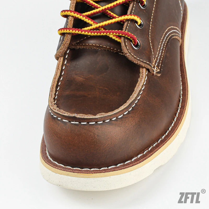 ZFTL Men's Ankle Boots American retro tooling boots Casual Crazy Horse Leather Men's Boots Vintage Man Lace up Boots 2025