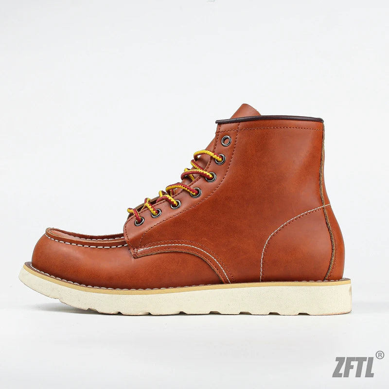 ZFTL Men's Ankle Boots American retro tooling boots Casual Crazy Horse Leather Men's Boots Vintage Man Lace up Boots 2025