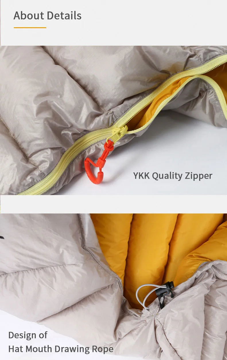 AEGISMAX LETO Outdoors White Goose Down Sleeping Bag Waterproof Camping Travel 36℉~45℉ Small Packing Down Sleeping Bag FP700+