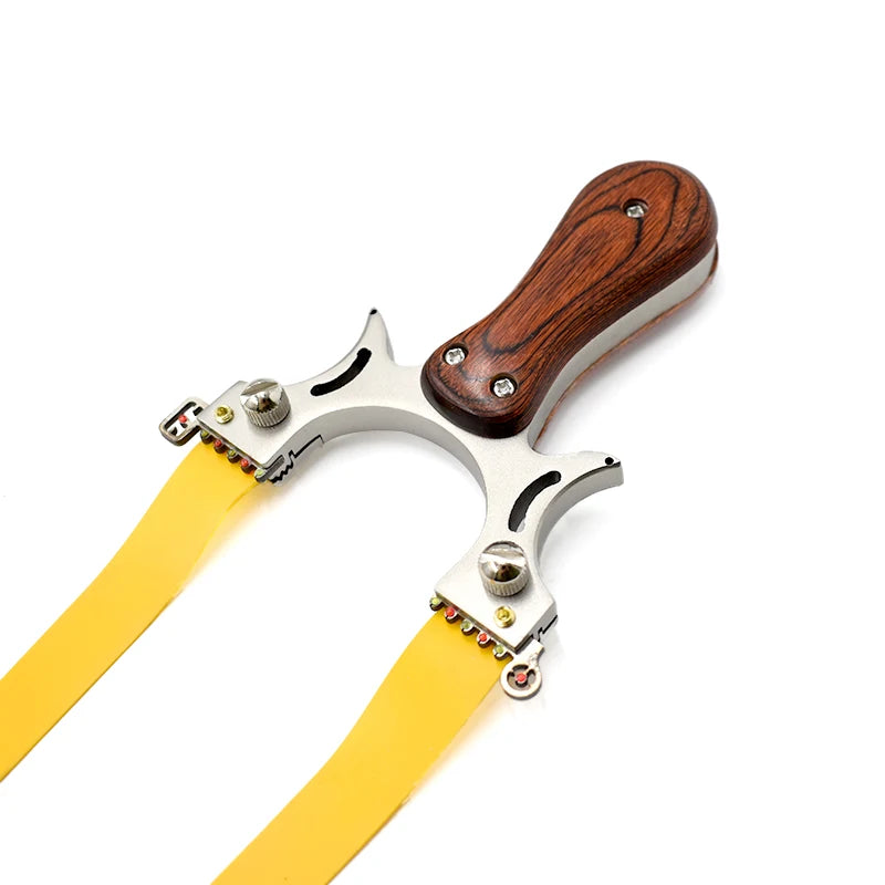 Hunting Slingshot Stainless Steel Bow Head + Wooden Handle Catapult with Rubber Band  for Outdoor Sports Entertainment Toys