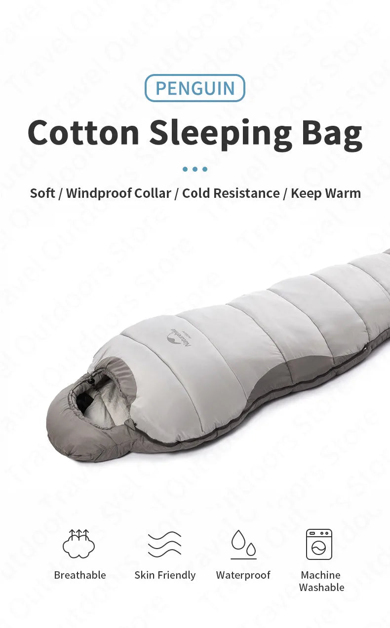 Naturehike Winter Mummy Sleeping Bag 6℃~-4℃ Keep Warm Breathable Soft Windproof Cotton for Outdoor Hiking Camping Sleeping Bag