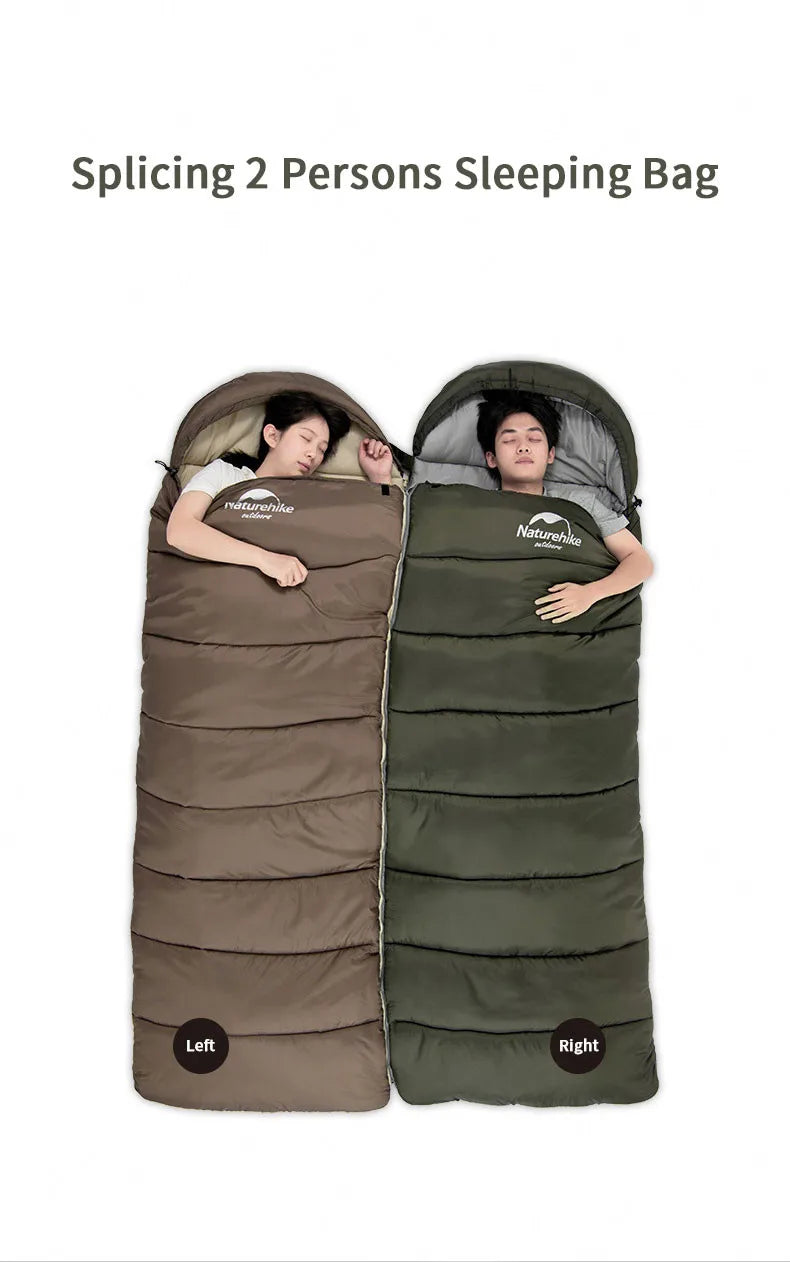 Naturehike Sleeping Bag Ultralight Winter Envelope Spliceable Sleeping Bag for Outdoor Camping Adult Waterproof Cotton Quilt