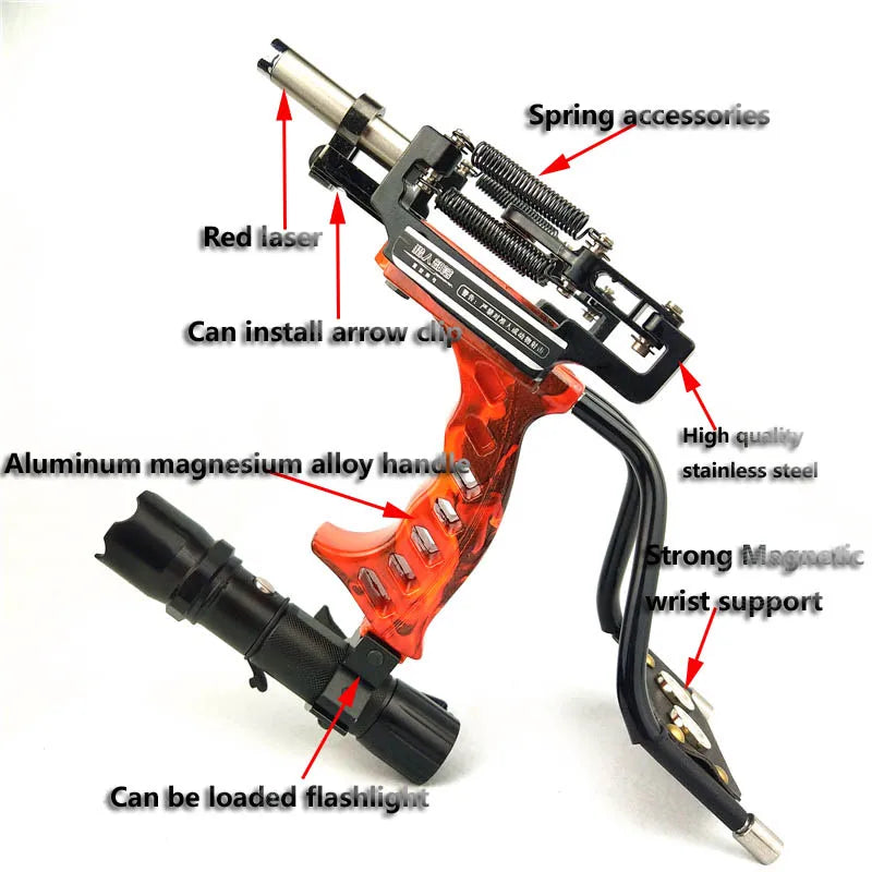 Strong Sling Shot with rubber band Powerful Hunting Fishing Laser Slingshot stainless steel slingshot professional Catapult