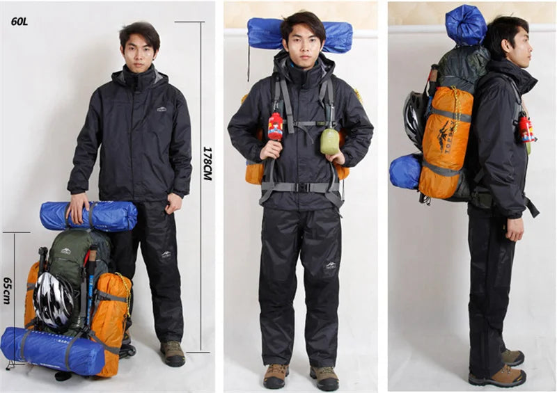 45L-60L Camping Outdoor Hiking Backpack Multi-function External Frame Climbing Bag Backpack Rucksacks Travel sports bag