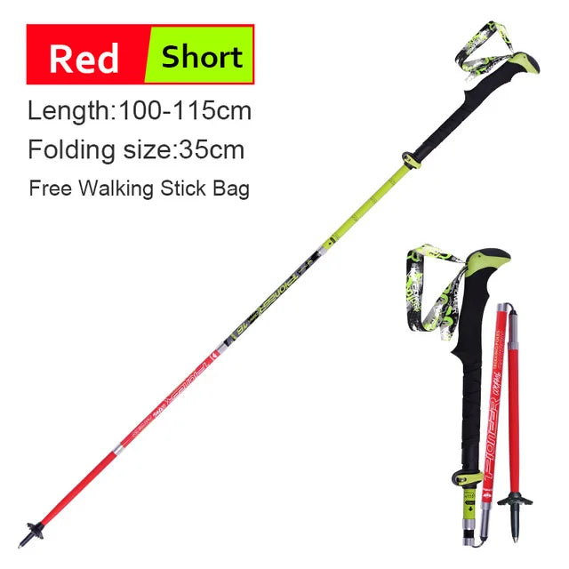 2 Pack Pioneer Carbon Fiber Trekking Poles Ultralight Folding Collapsible Trail Running Hiking Walking Sticks Lightweight Canes