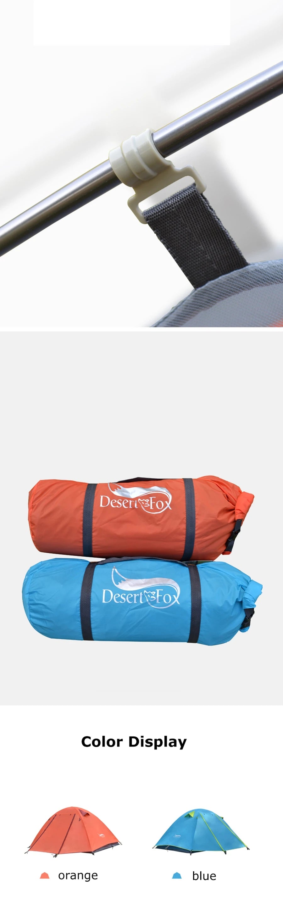 Desert&Fox 2-3 People Camping Tent, Aluminum Poles Outdoor Travel Double Layer Waterproof Windproof Lightweight Backpacking Tent