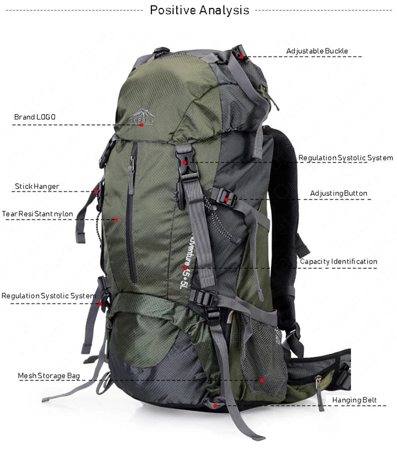 45L-60L Camping Outdoor Hiking Backpack Multi-function External Frame Climbing Bag Backpack Rucksacks Travel sports bag