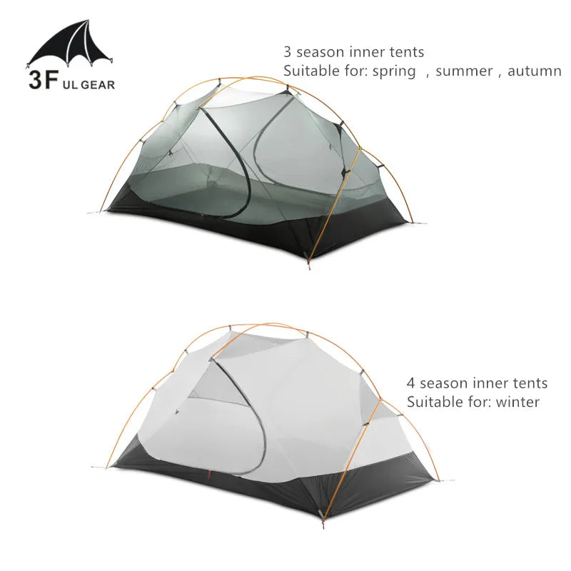 3F UL GEAR 2 Person 4 Season 15D Camping Tent Outdoor Ultralight Hiking Backpacking Hunting Waterproof Tents Waterproof Coating