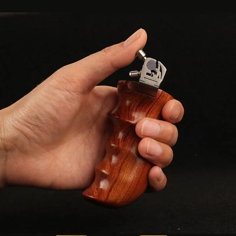 Hunting Slingshot Titanium alloy Head Catapult Wood Handle Outdoor Shooting with Flat Rubber Band 2019 New