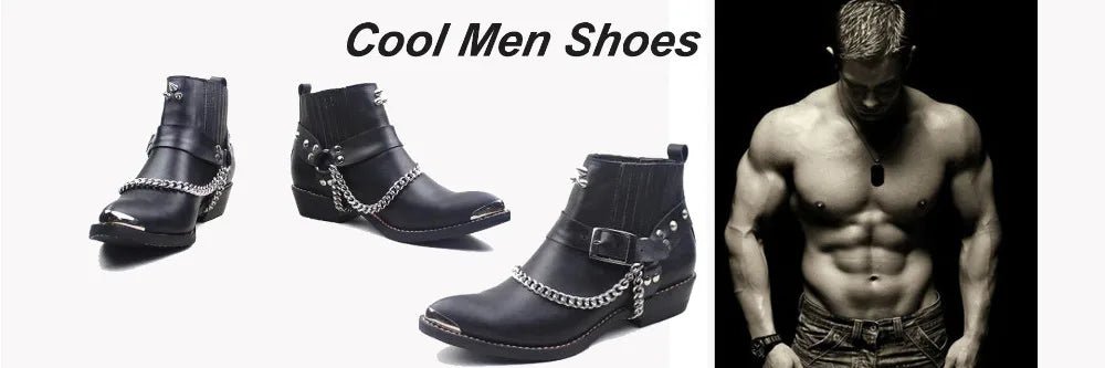 6CM high-heeled Men's Shoes Boots Korean Style Leather Boots Men High-top Fashion Business Short Boots Men Pointed Toe