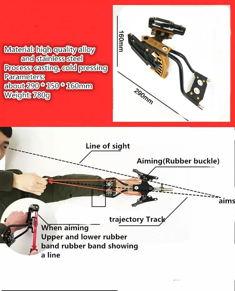 Strong Sling Shot with rubber band Powerful Hunting Fishing Laser Slingshot stainless steel slingshot professional Catapult