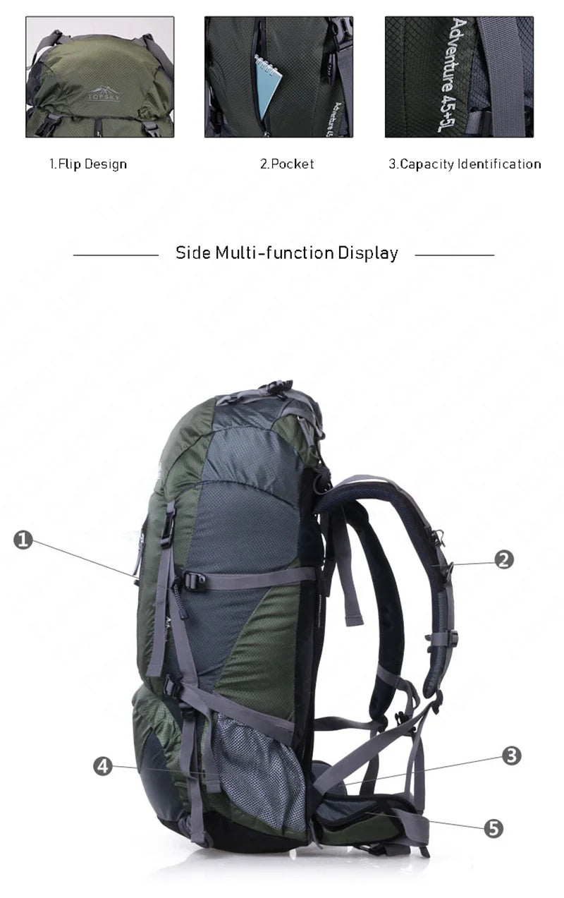 45L-60L Camping Outdoor Hiking Backpack Multi-function External Frame Climbing Bag Backpack Rucksacks Travel sports bag