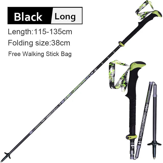 2 Pack Pioneer Carbon Fiber Trekking Poles Ultralight Folding Collapsible Trail Running Hiking Walking Sticks Lightweight Canes