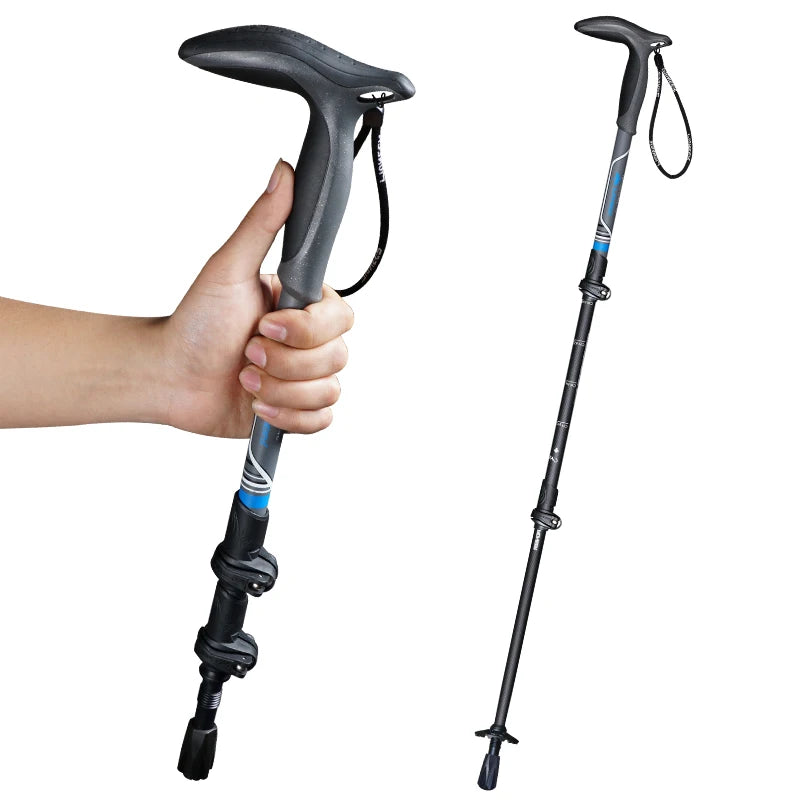Elder T Handle Carbon Fiber Walking Sticks Tourism Cane Telescopic Trekking Nordic Walking Pole Hiking Crutches Bar Ultralight