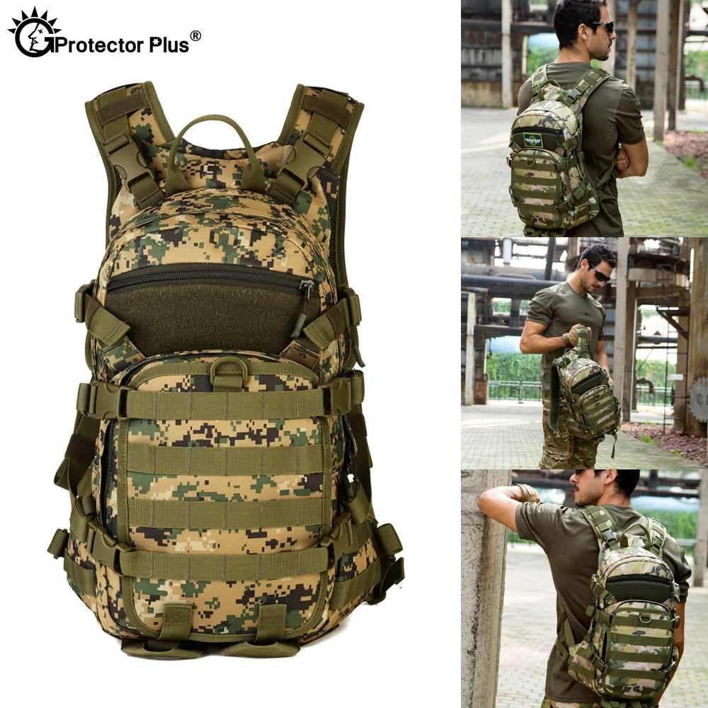 PROTECTOR PLUS Tactical Backpack 25L Riding Backpack Waterproof  High Quality Hiking Hunting Style Bag Small Rucksack