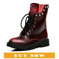 BEYARNE Ankle Boots Women Genuine Cow Leather Platform Bootie Side Zipper Soft Comfortable Autumn Winter Ladies Shoes Handmade