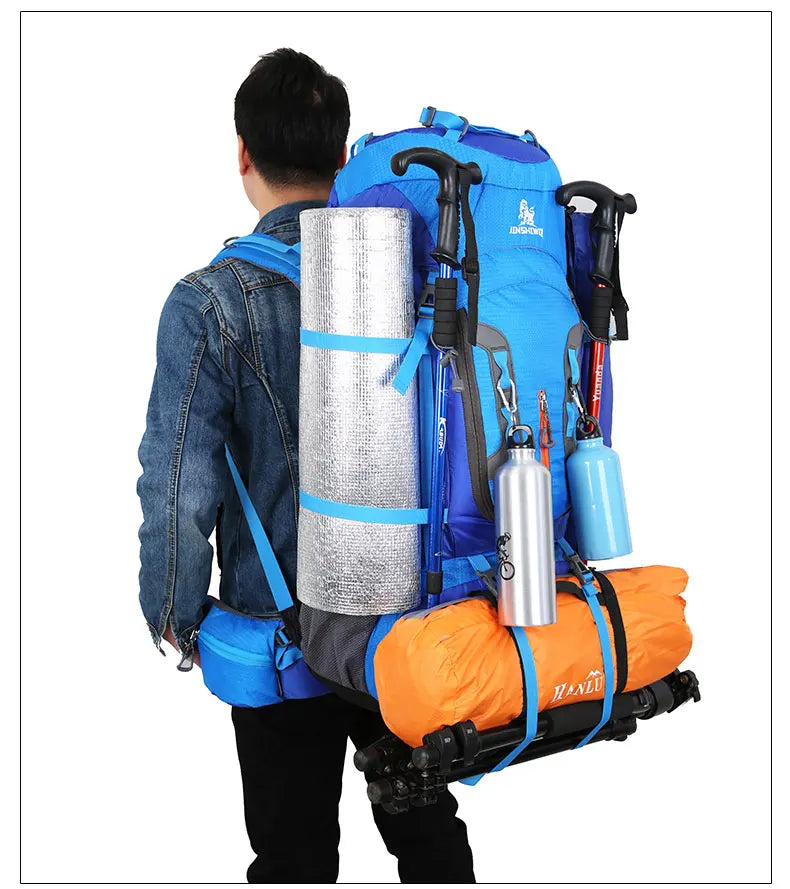 80L Tourist Rucksack Camping Hiking Military Backpack Ski Mountain Climbing Equipment Haversack Sportbag Molle Survival Backpack