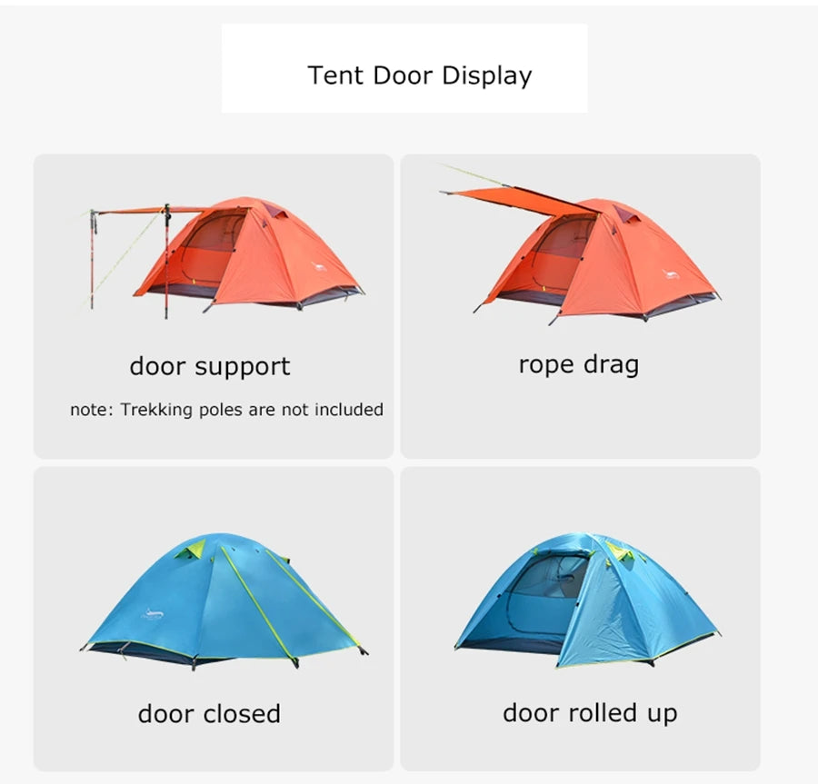 Desert&Fox 2-3 People Camping Tent, Aluminum Poles Outdoor Travel Double Layer Waterproof Windproof Lightweight Backpacking Tent