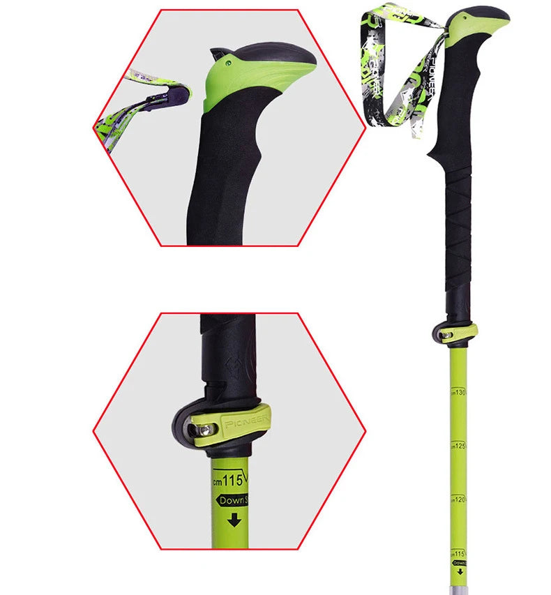 2 Pack Pioneer Carbon Fiber Trekking Poles Ultralight Folding Collapsible Trail Running Hiking Walking Sticks Lightweight Canes