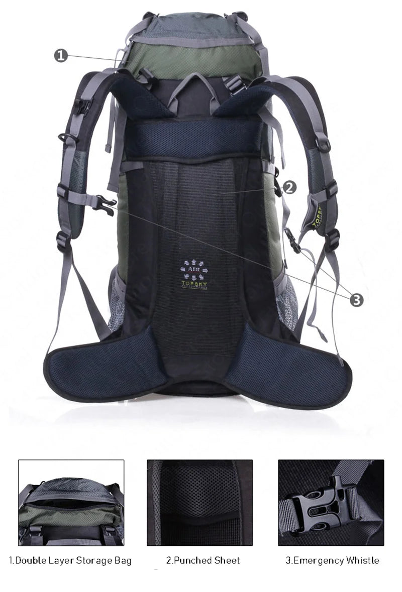 45L-60L Camping Outdoor Hiking Backpack Multi-function External Frame Climbing Bag Backpack Rucksacks Travel sports bag