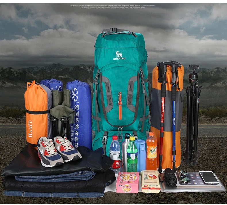 80L Tourist Rucksack Camping Hiking Military Backpack Ski Mountain Climbing Equipment Haversack Sportbag Molle Survival Backpack