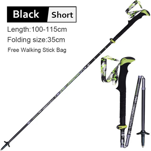 2 Pack Pioneer Carbon Fiber Trekking Poles Ultralight Folding Collapsible Trail Running Hiking Walking Sticks Lightweight Canes