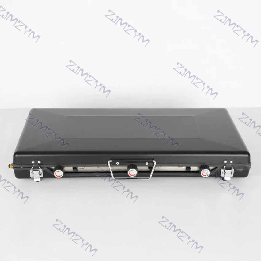 Folding Gas Stove Portable Outdoor Picnic Camping Barbecue Grill BBQ Gas Stove with 3 Adjustable Firepower Ignition Butane Gas