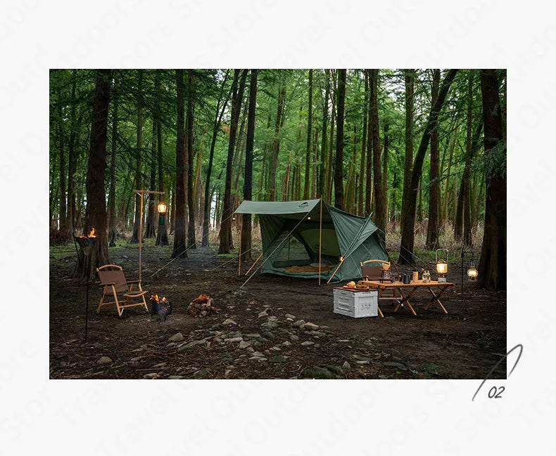 Naturehike Cotton A-Frame Ridge Tent Extended 4.8 3-season Camping Tent with Awning 2 Persons Family Outdoor Travel Waterproof