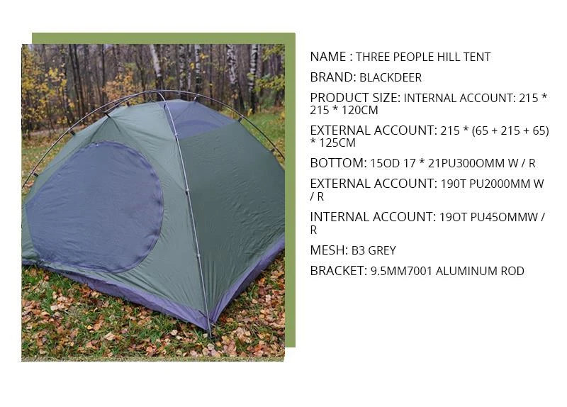 Blackdeer Archeos 3P Tent Backpacking Tent Outdoor Camping 4 Season Tent With Snow Skirt Double Layer Waterproof Hiking Trekking