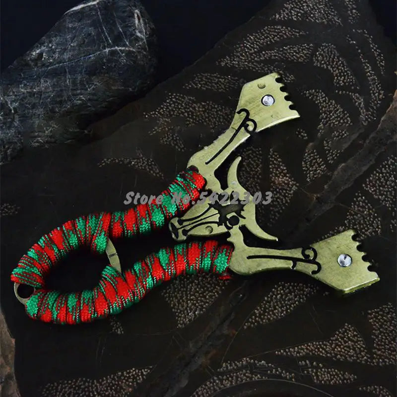 Zinc Alloy Slingshot Catapult for Hunting with Flat Rubber Band Outdoor High-precision Shooting Suitable for Beginners