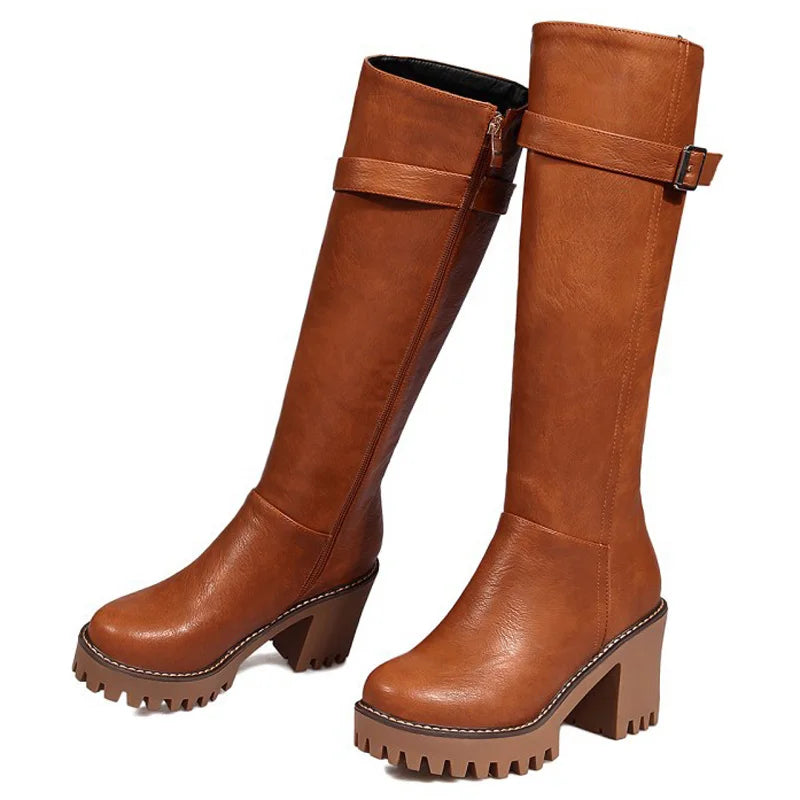 Winter Women Shoes Long Boots Sexy Woman Motorcycle Booties Custom Platform High Heels Knee High Boots Women Botas WSH3471