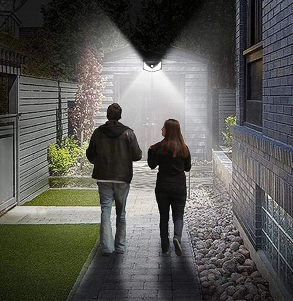 4 sides 100LEDs 3 modes glow PIR motion sensor solar wall light garden solar energy lamp always on at night outdoor street lamp