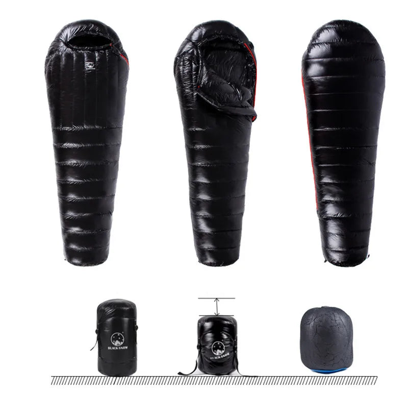 Black Snow Cold Weather Upgraded High-grade White Goose Down Camping Sleeping Bags with Water Repellent Treatment Warm Insulated