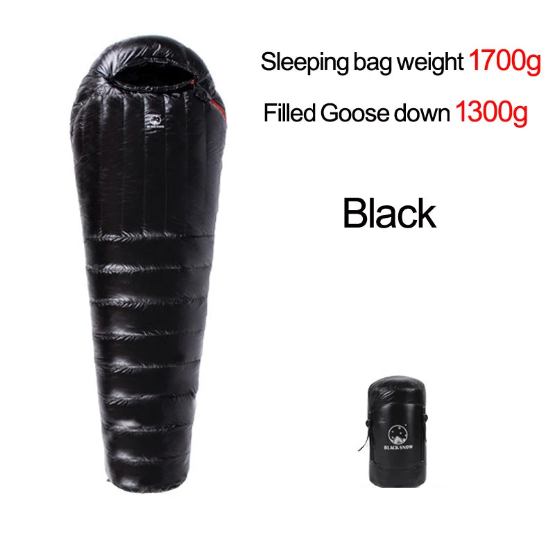 Black Snow Cold Weather Upgraded High-grade White Goose Down Camping Sleeping Bags with Water Repellent Treatment Warm Insulated