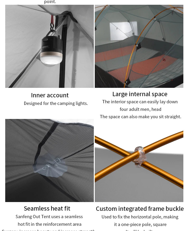 3F UL GEAR Qingkong 4 Person 4 Season 15D Camping Tent Outdoor Ultralight Hiking Backpacking Hunting Waterproof Tents