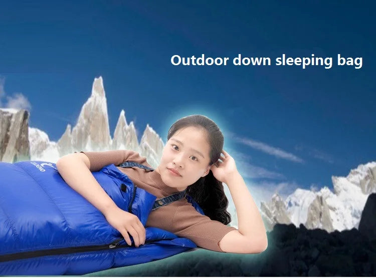 CADENO White Goose Down Filled Adult Mummy Style Sleeping Bag Fit for Winter  Autumn Thermal 10Kinds of Thickness Camping Travel