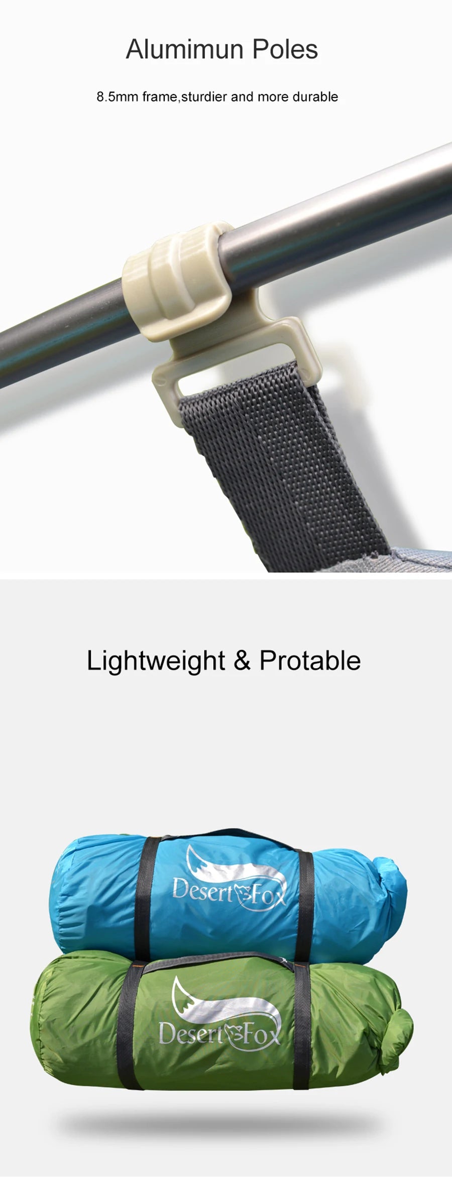 Desert&Fox Backpacking Camping Tent, Lightweight 1-3 Person Tent Double Layer Waterproof Portable Aluminum Poles Travel Tents