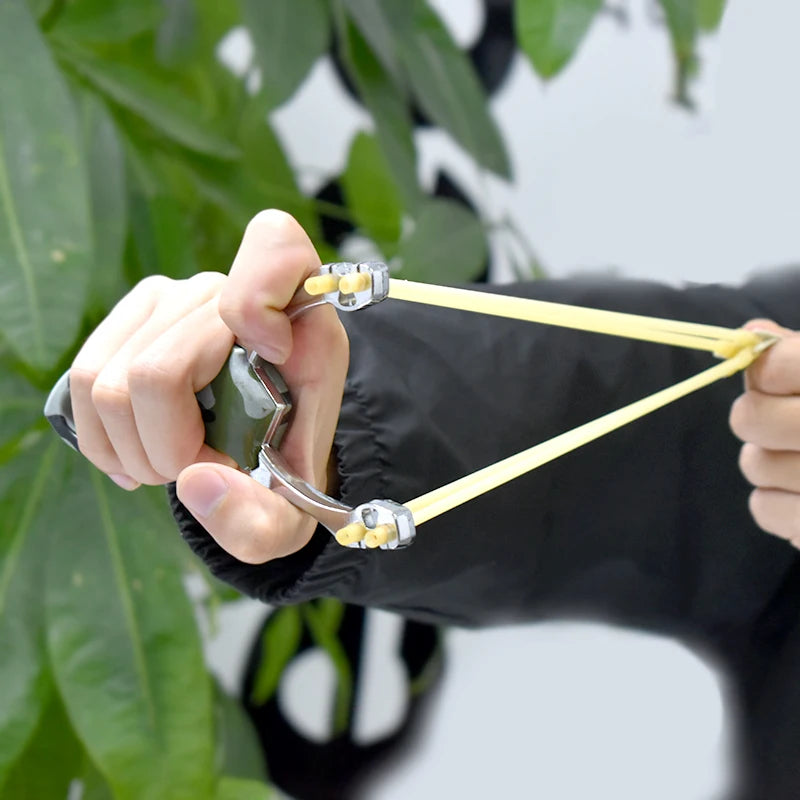 Metal Slingshot High Precision Powerful Bow Catapult with Round Rubber Band for Outdoor Hunting Shooting Game Entertainment New