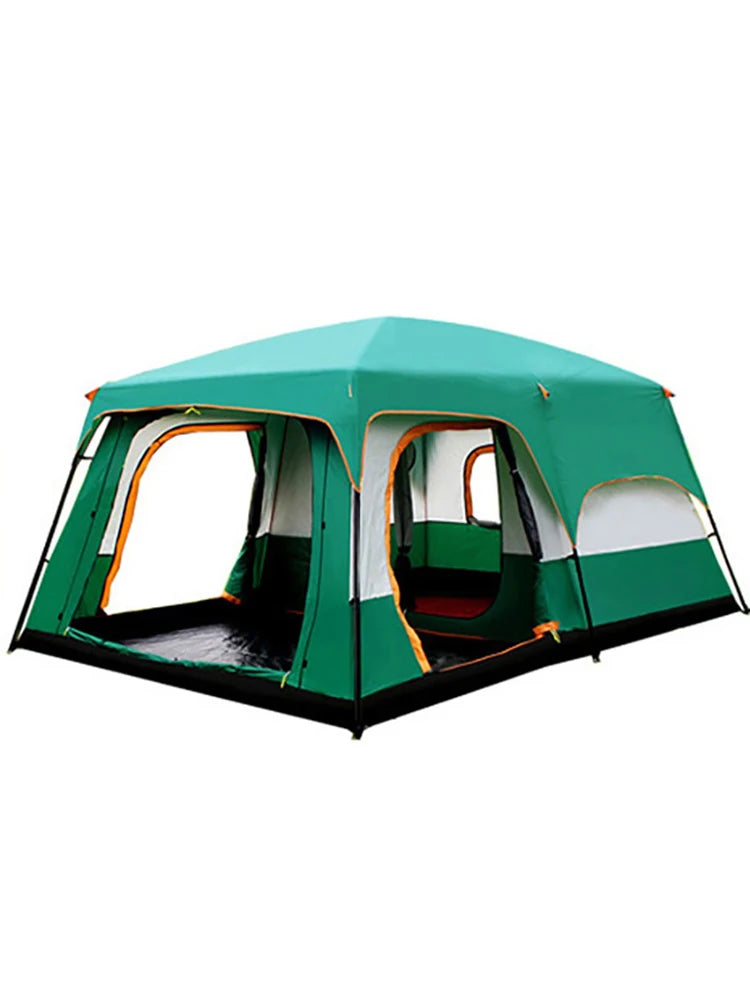 Outdoor Double Deck Two Bedrooms And Four Seasons Camping Waterproof Tent 8-12 People Picnic Large Space Camping Tent