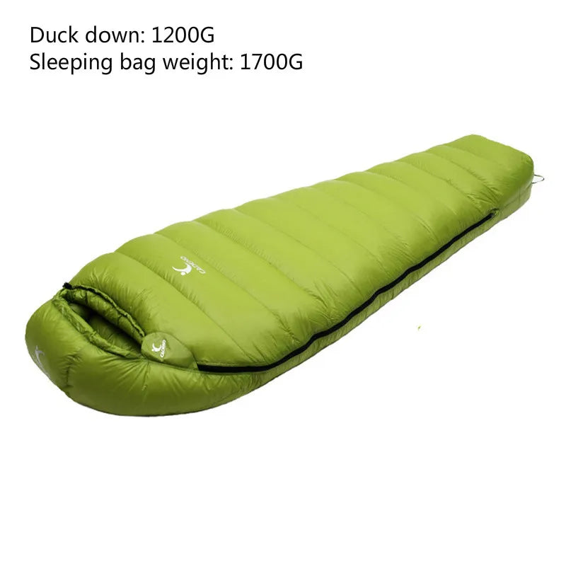 CADENO White Goose Down Filled Adult Mummy Style Sleeping Bag Fit for Winter  Autumn Thermal 10Kinds of Thickness Camping Travel